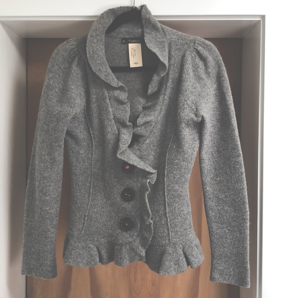 Grey wool sweater cardigan/jacket